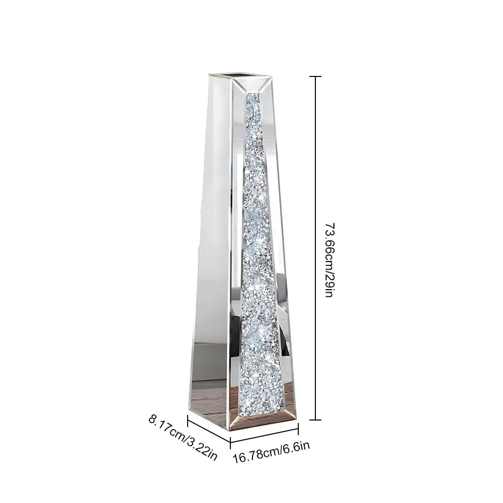 Jarrón Espejado Alto 74cm Efecto Diamante Dorado