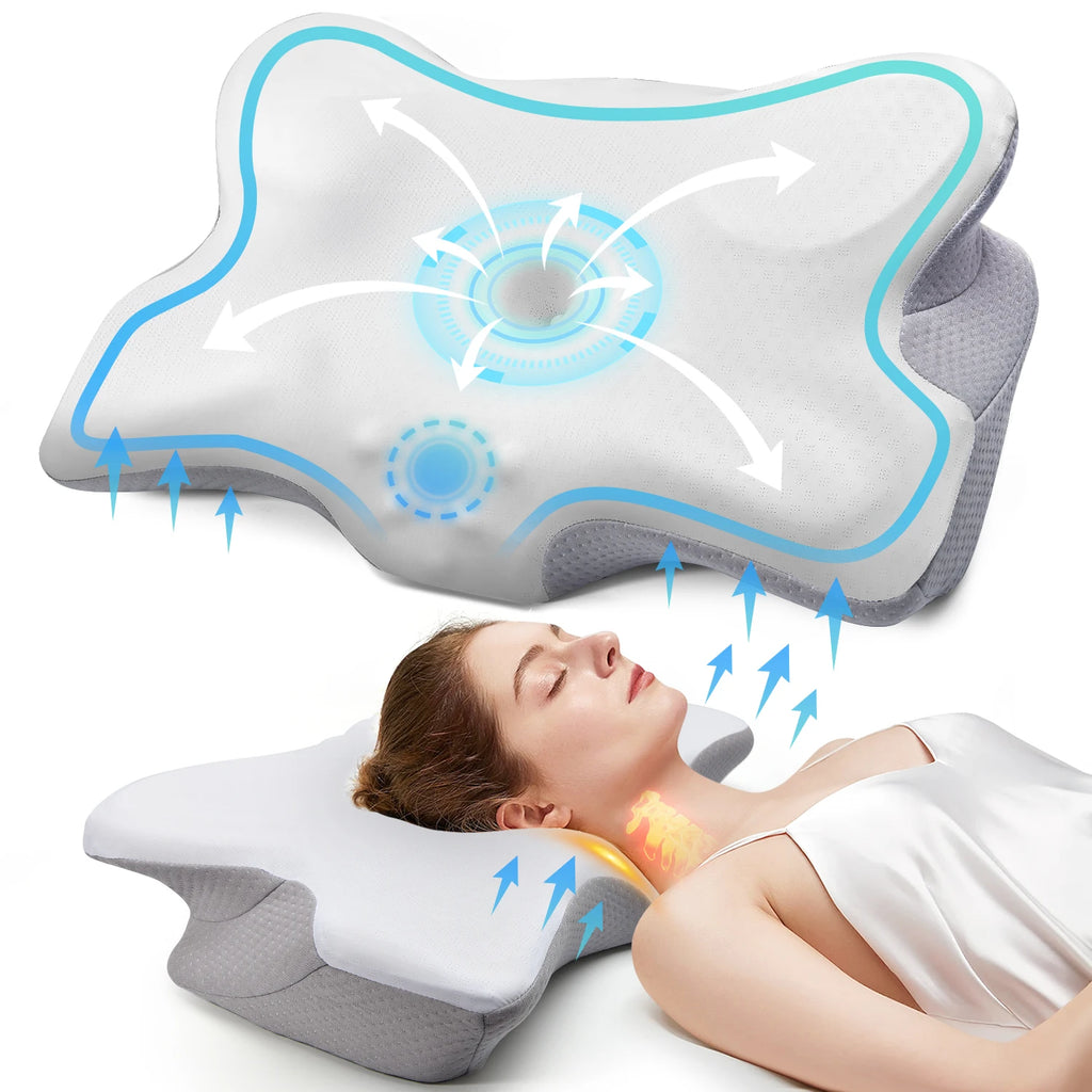 Almohada Cervical Ortopédica de Espuma Viscoelástica - Alivio de Cuello y Hombros