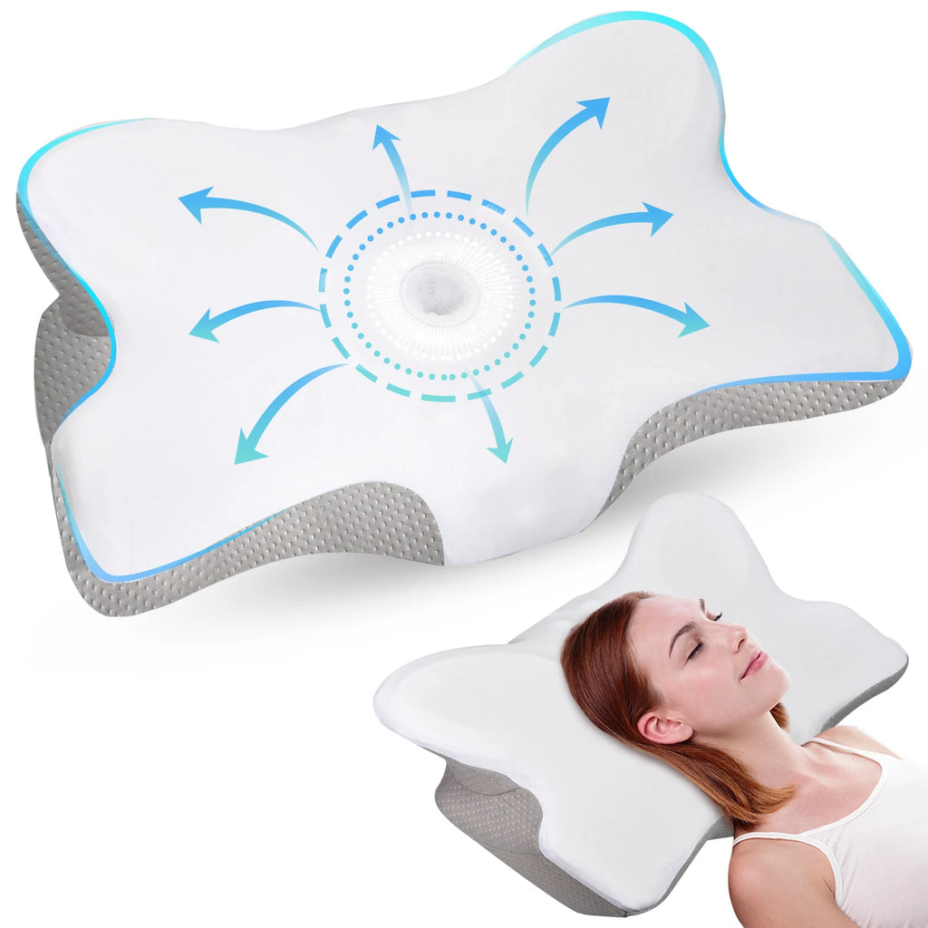 Almohada Cervical Ortopédica de Espuma Viscoelástica - Alivio de Cuello y Hombros