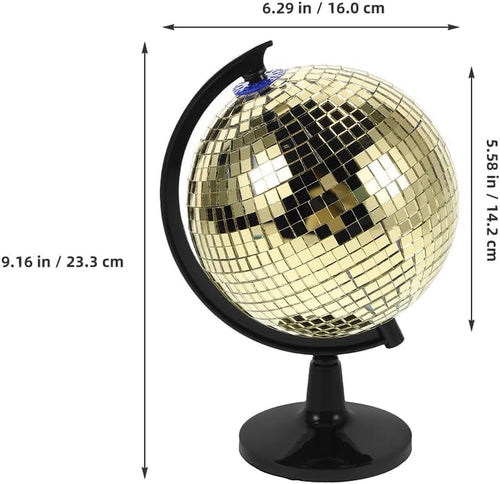 Bola de Discoteca Decorativa Dorada - Escultura de Globo Espejado para Escritorio