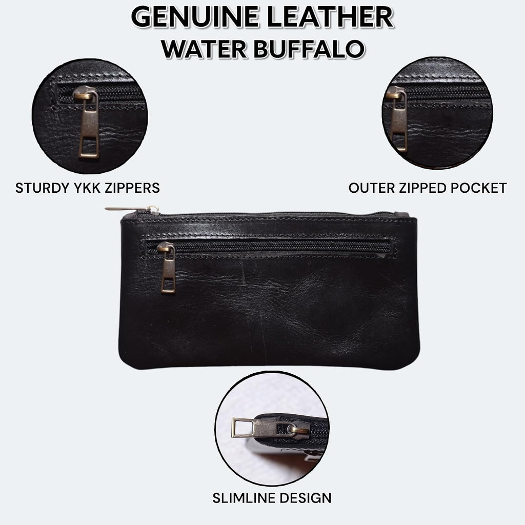 Estuche de Piel Vintage para Bolígrafos y Lápices - Neceser Retro para Trabajo y Universidad