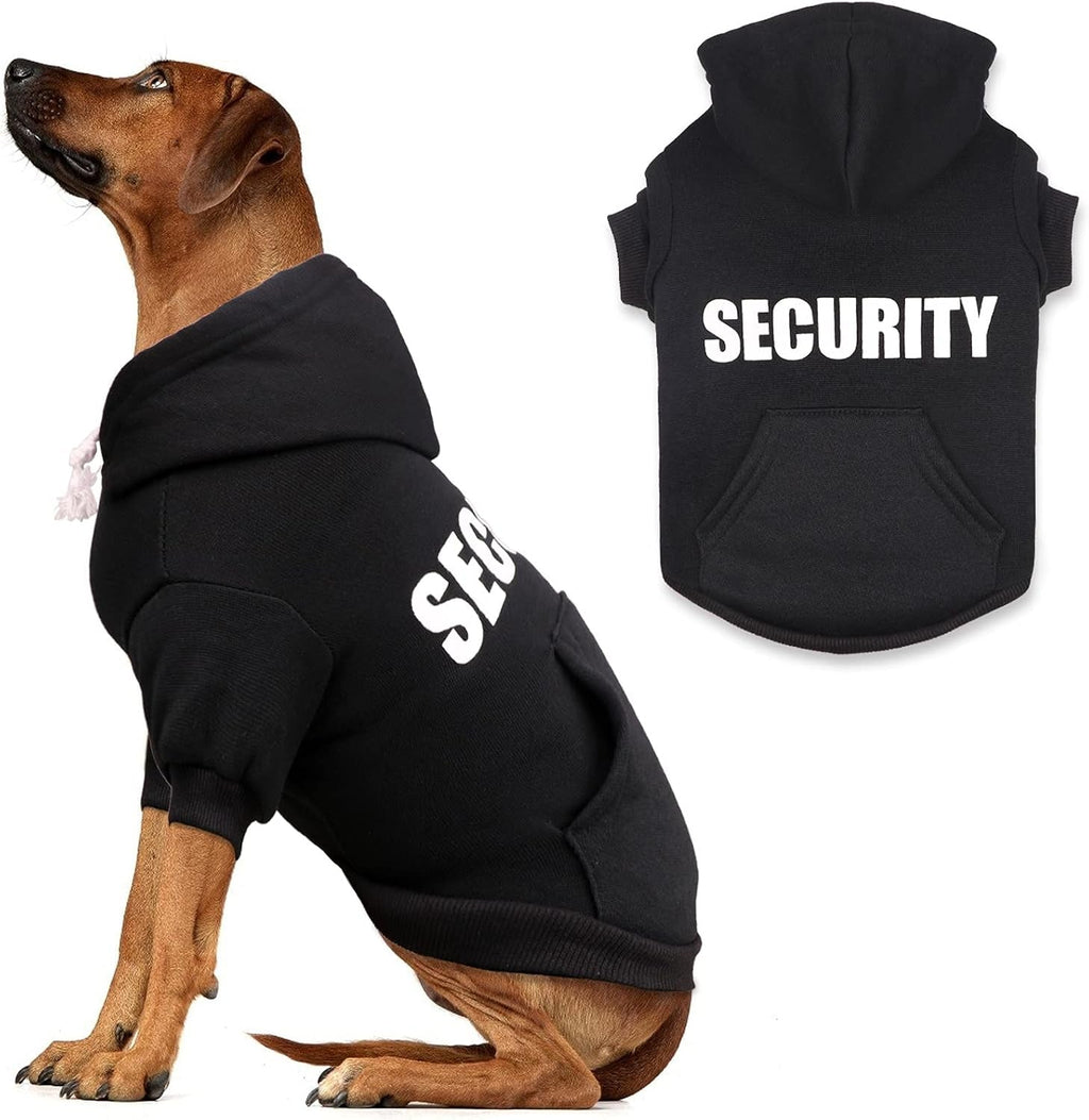 Sudadera Security negra con capucha para perros de talla grande