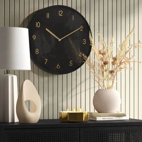 Reloj de Pared Negro y Dorado Vintage 40cm