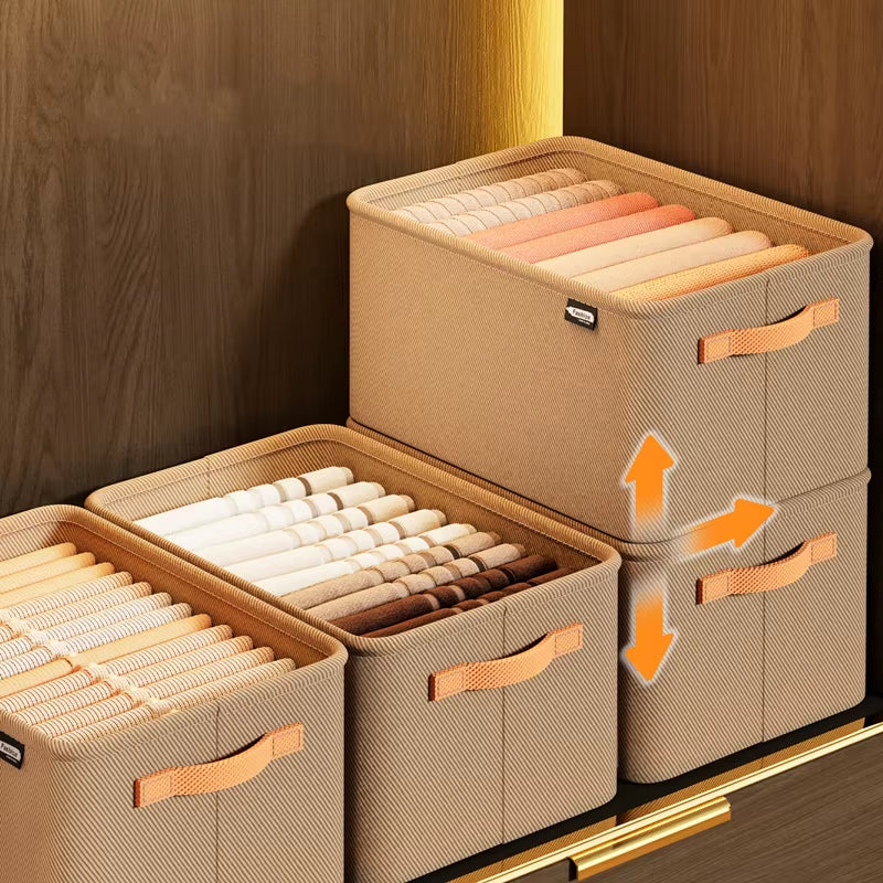 Organizador de Armario Plegable para Ropa - Caja de Almacenaje Apilable con Asas