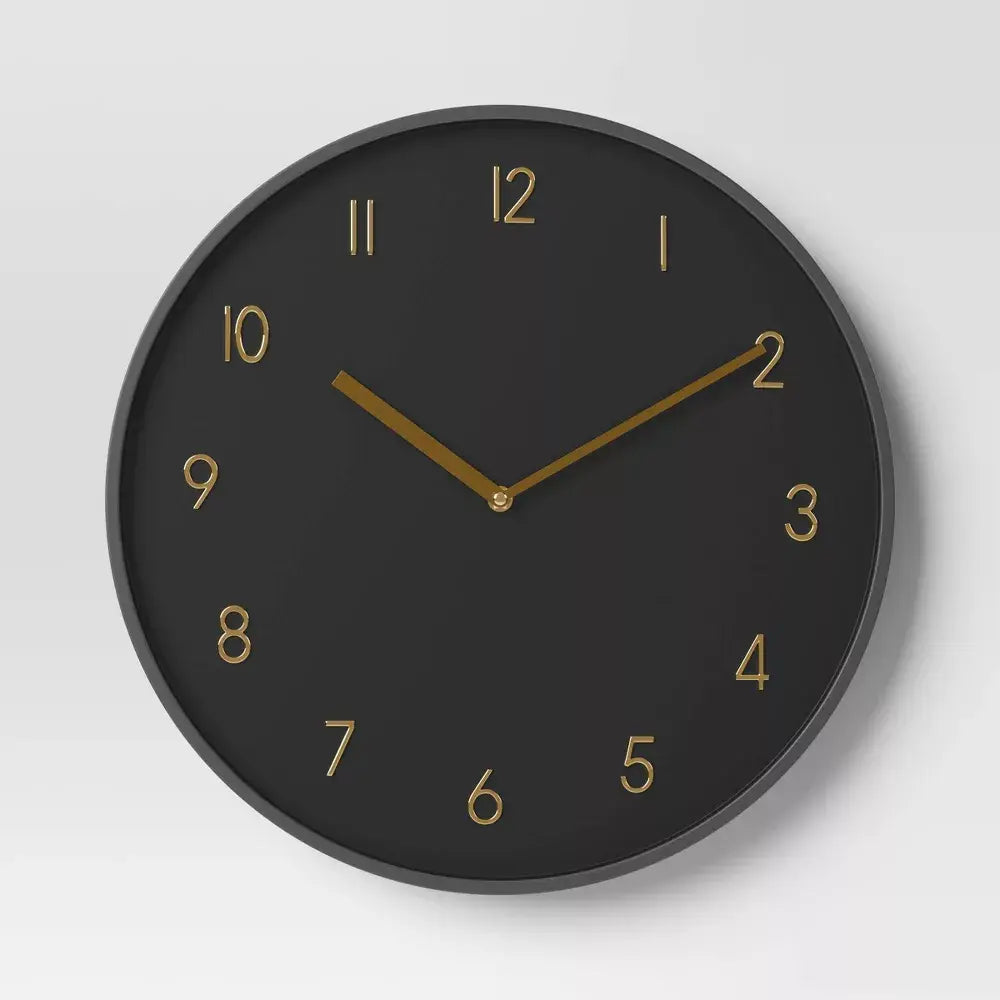 Reloj de Pared Negro y Dorado Vintage 40cm