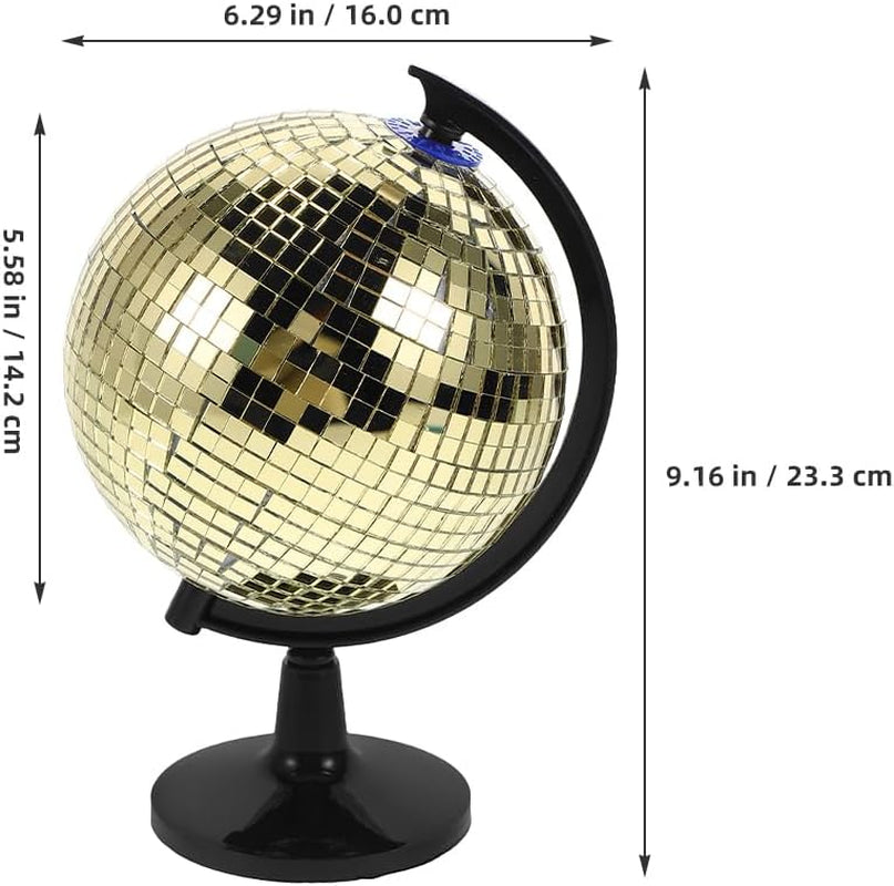 Bola de Discoteca Decorativa Dorada - Escultura de Globo Espejado para Escritorio