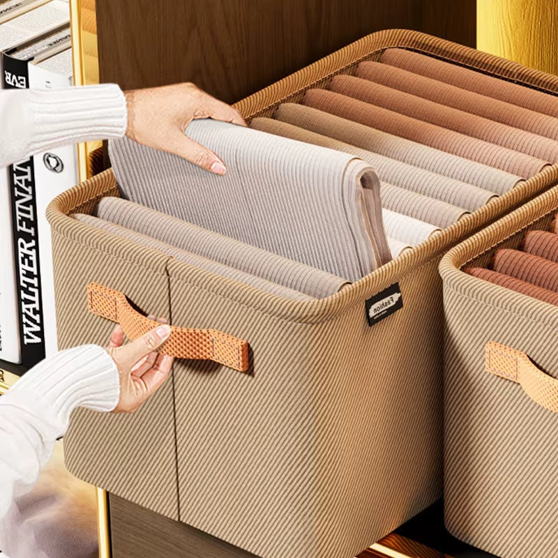 Organizador de Armario Plegable para Ropa - Caja de Almacenaje Apilable con Asas