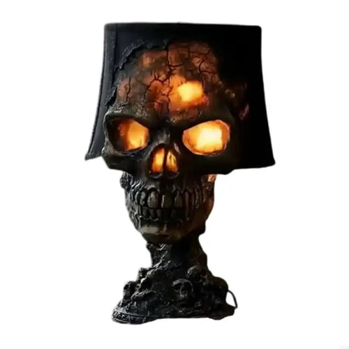 Lámpara calavera de resina para Halloween con cable, decoración de jardín y exterior