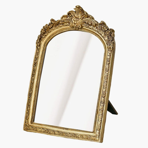 Espejo de Tocador Vintage Dorado - Espejo Decorativo de Pared con Marco Tallado Estilo Antiguo