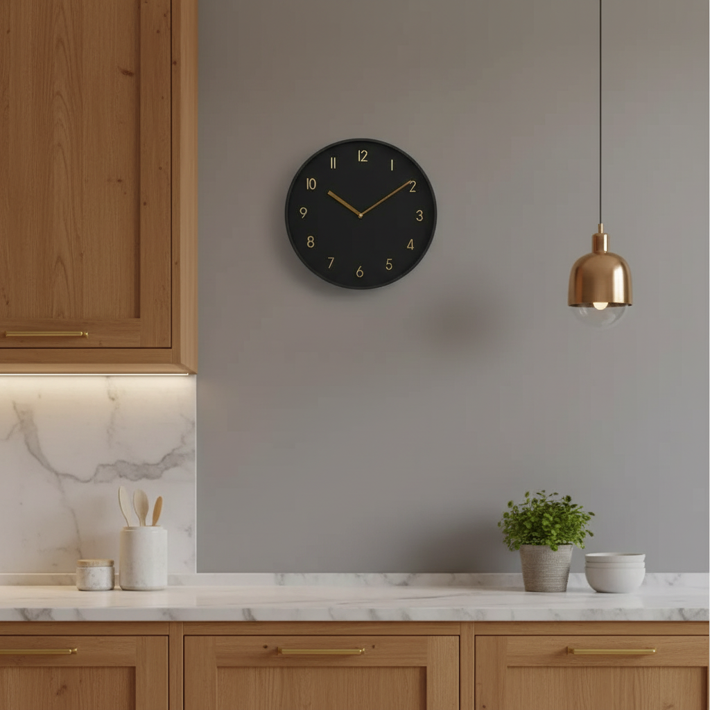Reloj de Pared Negro y Dorado Vintage 40cm